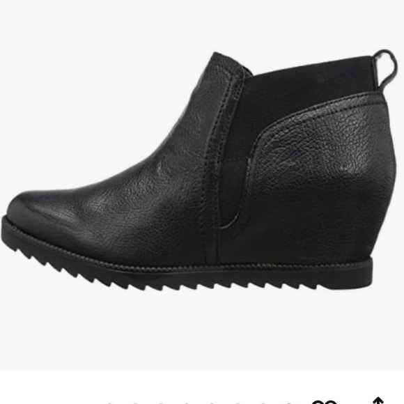 NATURALIZER DARENA BLACK LEATHER BOOTIES ROUND TOE WEDGE ANKLE BOOTS 8M - Picture 10 of 13